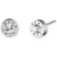 DKNY Women's Logo Crystal Stud Earrings - Silver & Crystal
