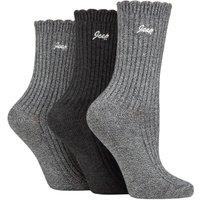 Jeep Women's 3 Pair Bamboo Scalloped Top Socks in Dark Grey | Size: 4-8