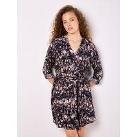 Apricot Women's Abstract Brushstroke Shirt Mini Dress in Grey | Size: 10