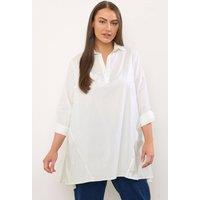 Evans Women's Notch Neck Overhead Shirt in White | Size: 16