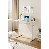 Living and Home Manual Height-Adjustable Standing Office Desk, 100 x 60cm in White | Size: 100 x 60 cm