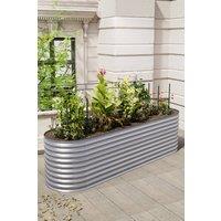 Living and Home Galvanized Steel Oval-Shaped Plant Raised Garden Bed in Silver | Size: Medium