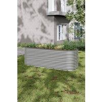 Garden Sanctuary Garden Oval-Shaped Galvanized Steel Raised Bed in Silver