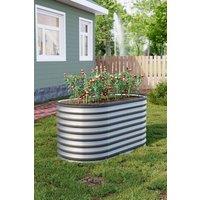 H&O Direct Silver 160cm W Oval Galvanized Steel Raised Garden Bed