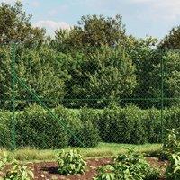 Berkfield Home Chain Link Fence with Spike Anchors Green 1.4x25 m