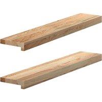 Berkfield Home Window Sills 2 pcs Untreated 80x15x2 cm Solid Wood Oak in Brown | Size: Medium