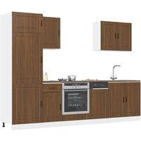 Berkfield Home 7 Piece Kitchen Cabinet Set Kalmar Brown Oak Engineered Wood