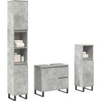 Berkfield Home 3 Piece Bathroom Furniture Set Concrete Grey Engineered Wood