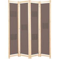 Berkfield Home 4-Panel Room Divider Brown 160x170x4 cm Fabric | Size: 160 x 170 x 4 cm