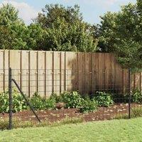 Berkfield Home Wire Mesh Fence with Spike Anchors Anthracite 0.8x10 m in Black