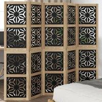 Berkfield Home Room Divider 5 Panels Brown & Black Solid Wood Paulownia