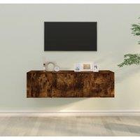 Berkfield Home 2 Piece TV Cabinet Set Smoked Oak Engineered Wood in Brown