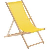 Harbour Housewares Folding Wooden Deck Chair in Yellow