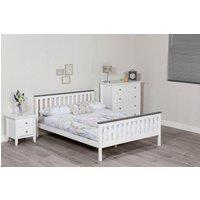 Rest Relax White Shanghai Wooden Bed Frame with Grey Accents | Size: King