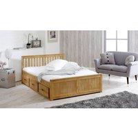 Rest Relax Mission Wooden Bed, Pine Bedframe with Under Bed Storage Drawers in Natural | Size: Single