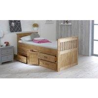 Rest Relax Captain 3FT Single Wooden Slatted Bed with Drawers & Cupboard in Natural