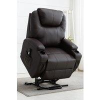 More4Homes Cinemo Dual Motor Rise Recliner Bonded Leather Heat & Massage Chair in Brown
