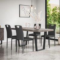 More4Homes Aria Dining Table & Chairs - Concrete Effect Table Top w Black Legs + Monza Linen Dining Chair Set Of 6 in Charcoal