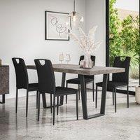 More4Homes Aria Dining Table & Chairs - Concrete Effect Table Top w Black Legs + Monza Faux Leather Dining Chair Set Of 6