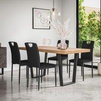 More4Homes Aria Dining Table & Chairs - Oak Effect Table Top w Black Legs + Monza Faux Leather Dining Chair Set Of 6