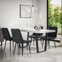 More4Homes Aria Dining Table & Chairs - White Marble Effect Table Top w Black Legs + Nova Velvet Dining Chair Set Of 4