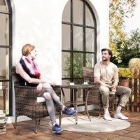 OUTSUNNY Rattan Bistro Set Garden Chair Table Patio Outdoor, Brown