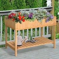 OUTSUNNY Wooden Herb Planter Stand 8 Cubes Bottom Shelf Raised Bed in Natural