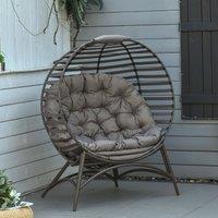 OUTSUNNY Egg Chair with Cushion Steel Frame & Side Pocket for Indoor Outdoor in Brown