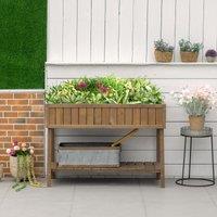 OUTSUNNY Wooden Herb Planter Stand 8 Cubes Bottom Shelf Raised Bed in Brown