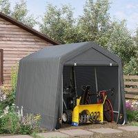 OUTSUNNY Garden Storage Tent Bike Shed w/ Metal Frame & Zipper Doors in Dark Grey