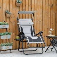 OUTSUNNY Zero Gravity Lounger Chair, Folding Camping Reclining Chair in Grey | Size: 1 Pack