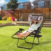 OUTSUNNY Zero Gravity Lounger Chair, Folding Camping Reclining Chair in Brown | Size: 1 Pack