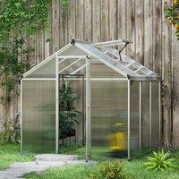 OUTSUNNY Aluminium Greenhouse with/ Door Window Galvanised Base PC Panel in Silver