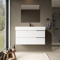 Banyetti Celtic 1000mm Wall Hung Bathroom Vanity Unit with Veneto 1 Tap Hole Basin - Gloss White