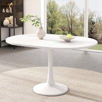 BTM White Extendable Round Dining Table 100-140cm for 4-6 People