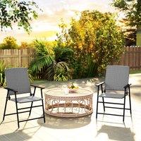OUTSUNNY 2pcs Rattan Chair Foldable Garden Furniture w/ Armrest Grey | Size: 2 Person