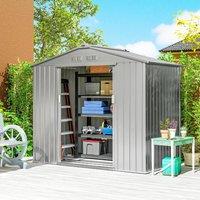 OUTSUNNY 7 x 4ft Garden Shed Storage w/ Foundation Kit, Vents, Light Grey