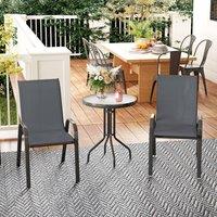 OUTSUNNY Garden Bistro Set, Small Garden Set w/ Stackable Chairs, Dark Grey