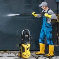 OUTSUNNY 1800W Power Washer 150 Bar Pressure 6M Hose & Hose Reel in Yellow