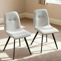 Home Source Ashford Pair of Boucle Fur Dining Chairs Kitchen Dining Room in Off-White
