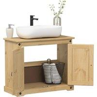 Berkfield Home Bathroom Sink Cabinet Corona 73x33x60 cm Solid Wood Pine in Brown | Size: 73 x 33 x 60 cm