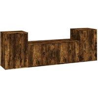 Berkfield Home 3 Piece TV Cabinet Set Smoked Oak Engineered Wood in Brown