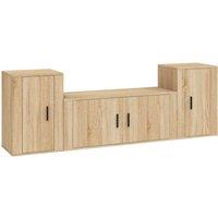 Berkfield Home 3 Piece TV Cabinet Set Sonoma Oak Engineered Wood in Light Oak