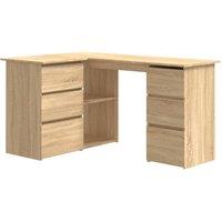 Berkfield Home Corner Desk Sonoma Oak 145x100x76 cm Engineered Wood in Light Oak | Size: 145 x 100 x 76 cm
