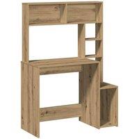 Berkfield Home Desk with Shelves Artisan Oak 100x45x140 cm Engineered Wood in Brown | Size: 100 x 45 x 140 cm