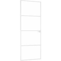Berkfield Home Interior Door White 76x201.5 cm Tempered Glass&Aluminium Slim