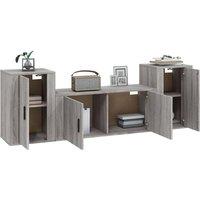 Berkfield Home Classic 3 Piece TV Cabinet Set Grey Sonoma Engineered Wood