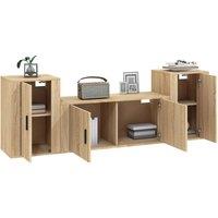 Berkfield Home Classic 3 Piece TV Cabinet Set Sonoma Oak Engineered Wood in Light Oak