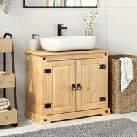 Berkfield Home Beautiful Bathroom Sink Cabinet Corona 73x33x60 cm Solid Wood Pine in Tan | Size: 73 x 33 x 60 cm