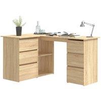 Berkfield Home Durable Corner Desk Sonoma Oak 145x100x76 cm Engineered Wood in Light Oak | Size: 145 x 100 x 76 cm
